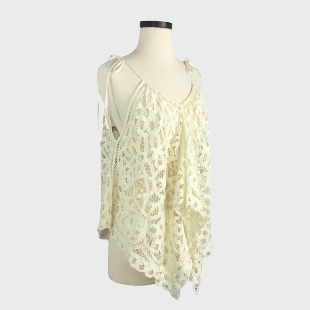 Free People Ivory Lace Handkerchief Hem Tank Top - Picture 2 of 5